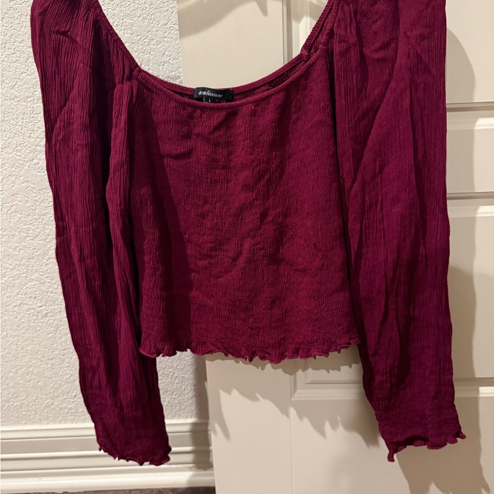 Long-Sleeve Ribbed Crop Top